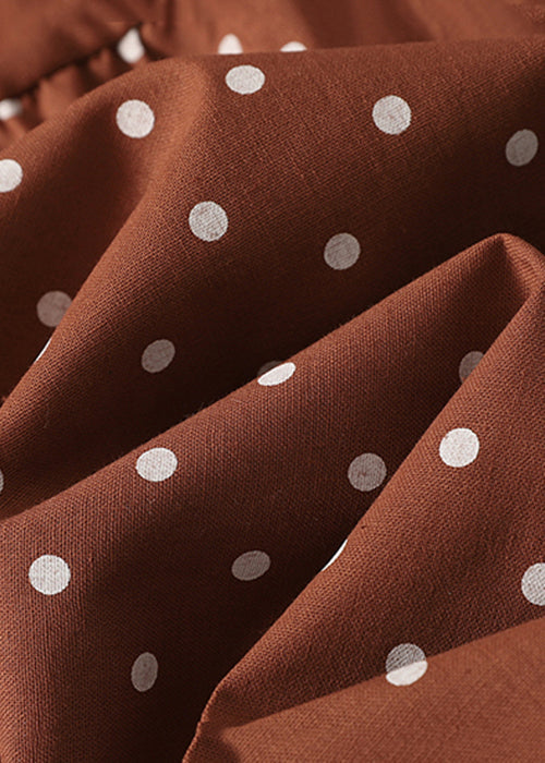 Art Orange Ruffled Dot Cotton Long Dresses Spring