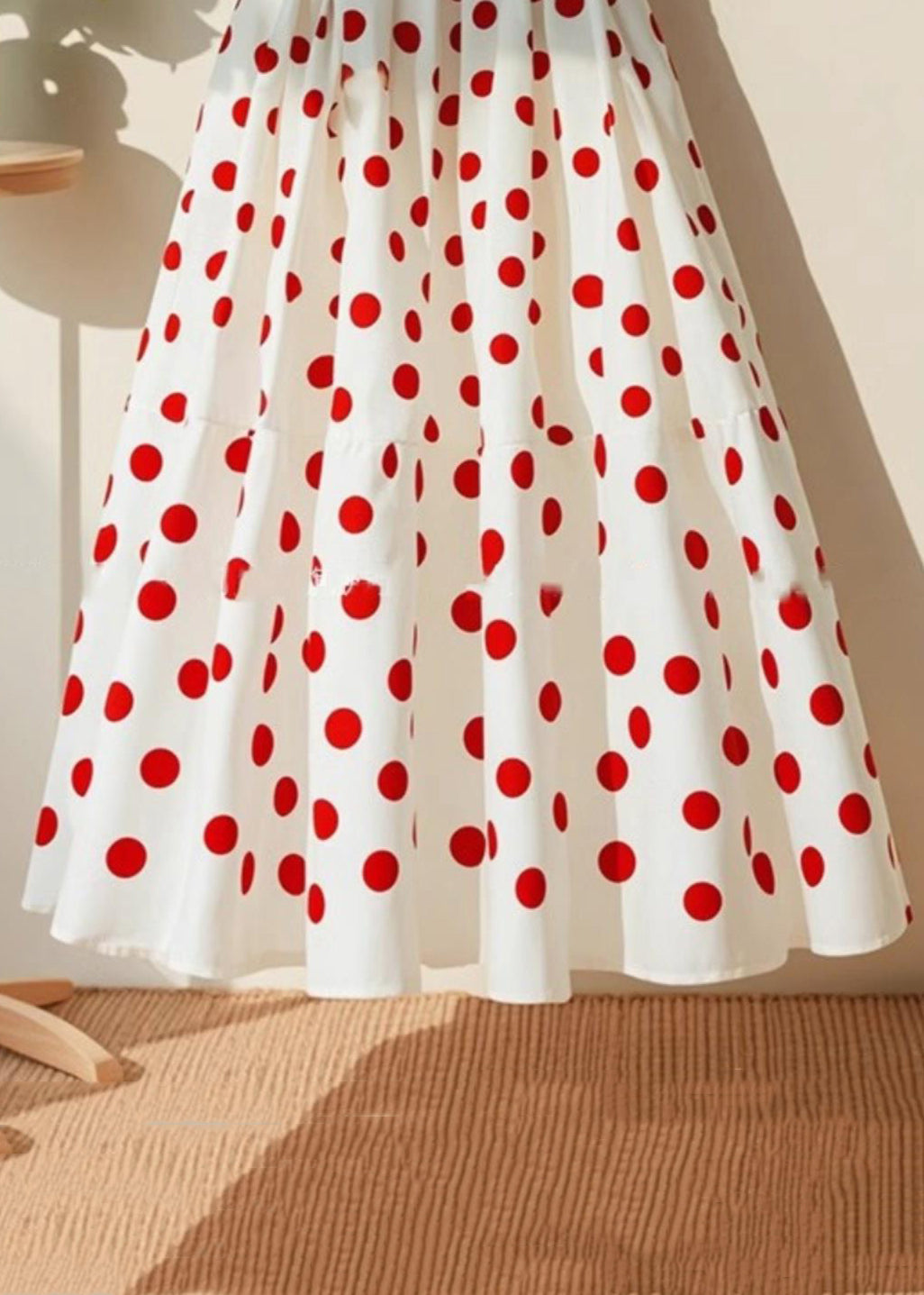 Art White Dot High Waist Cotton Skirts Summer