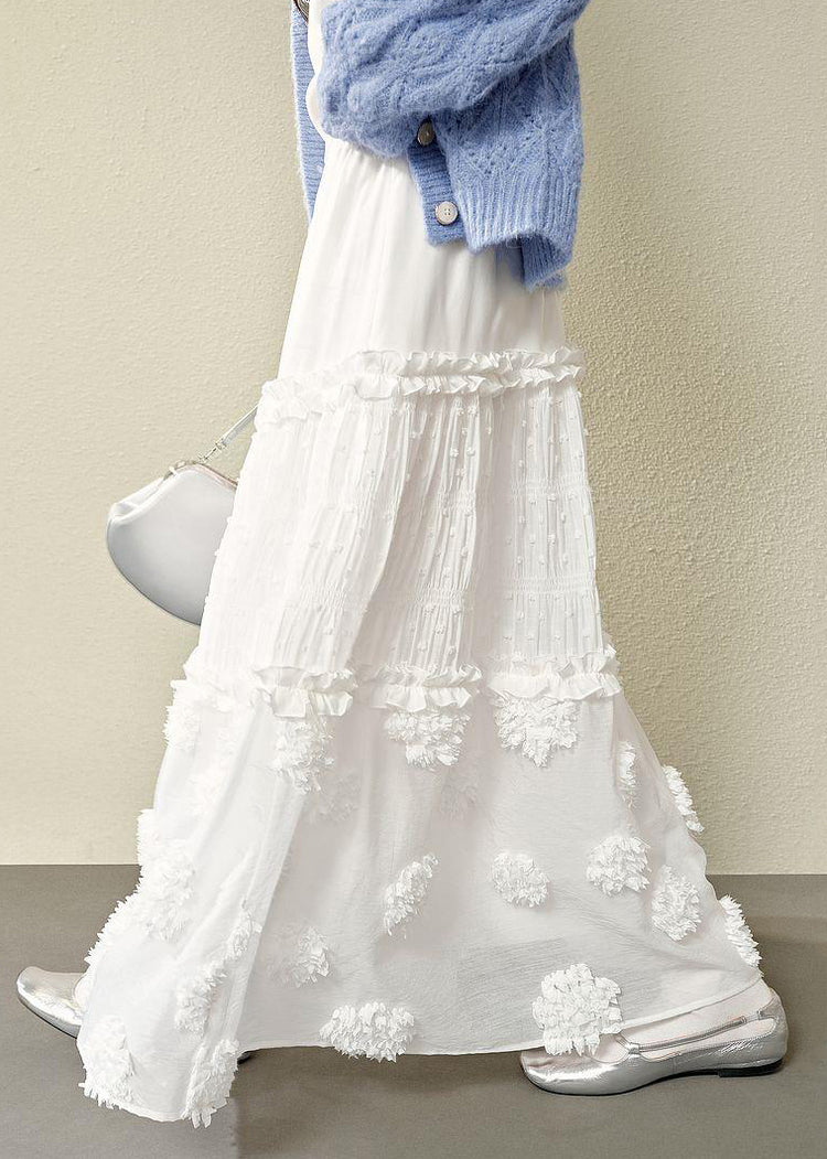 Bohemian White Ruffled High Waist Cotton Skirts Summer