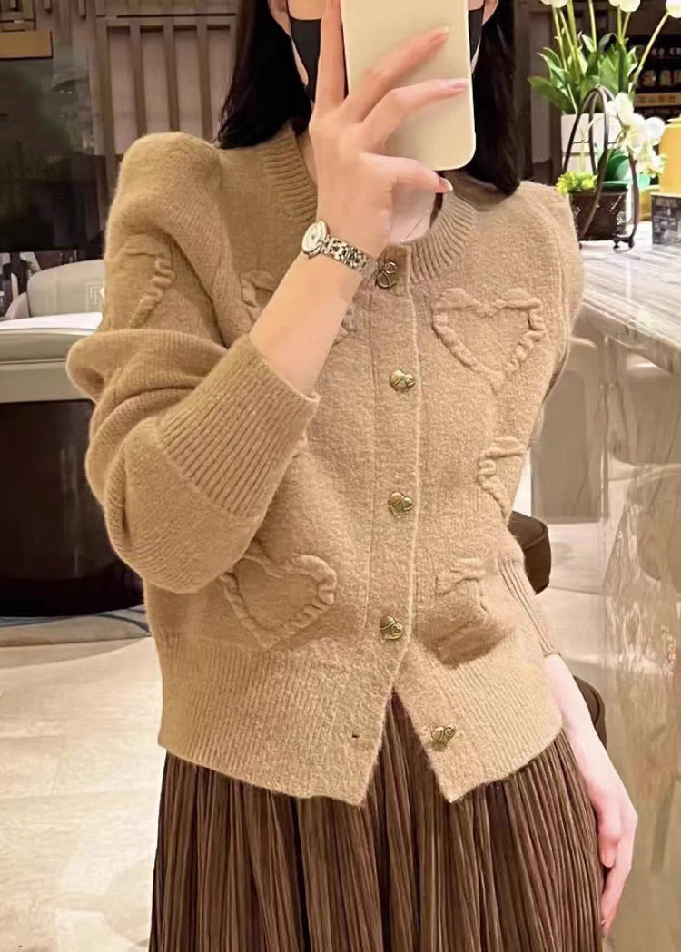 Elegant Red O Neck Button Knit Cardigan Fall