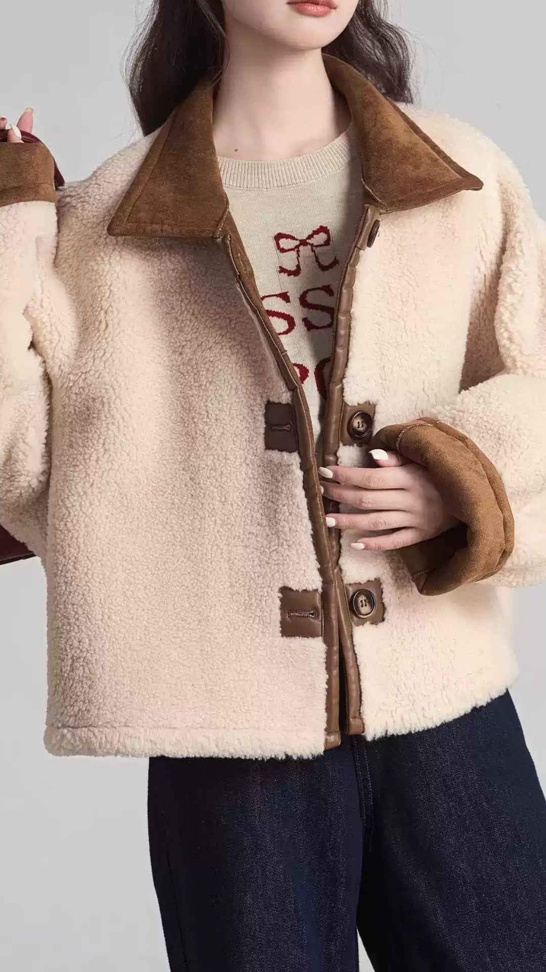 Casual Light Camel Patchwork Button Hooded Faux Fur Coats Long Sleeve