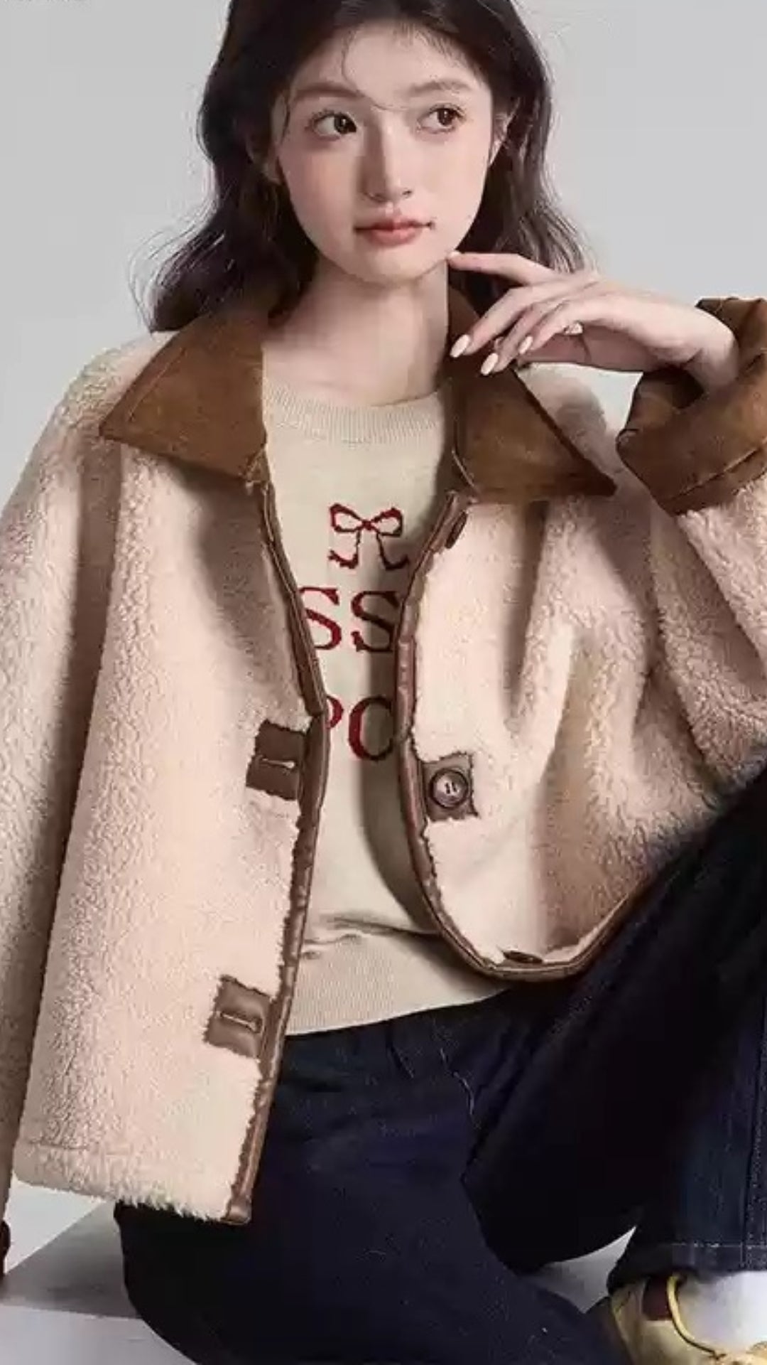 Casual Light Camel Patchwork Button Hooded Faux Fur Coats Long Sleeve
