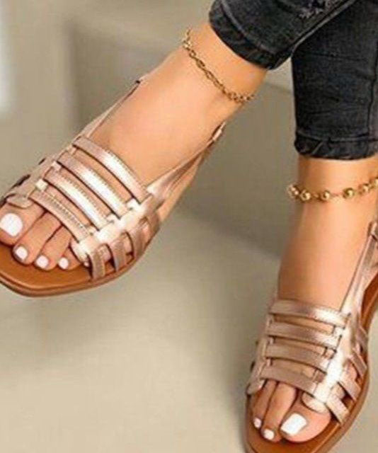 Gold Splicing Peep Toe Hollow Out Best Beach Sandals For Walking