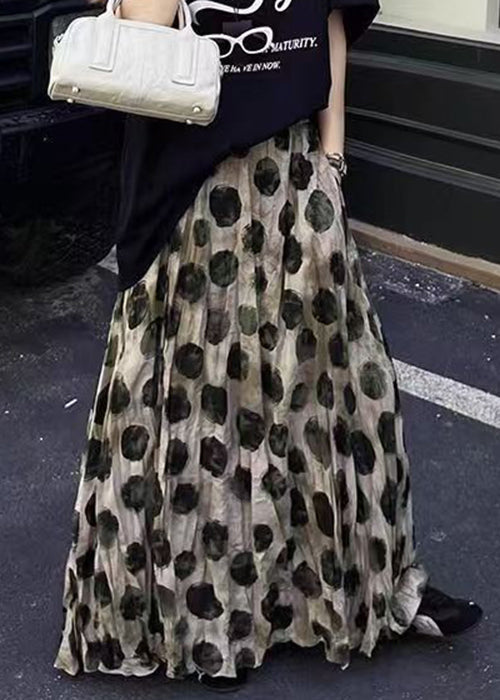 Pink Print Cotton Summer Skirts Elastic Waist