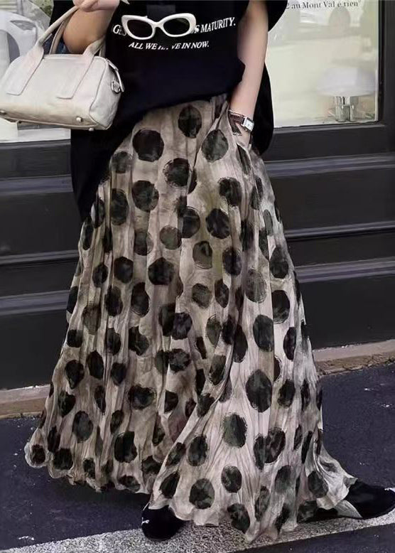 Loose Apricot Dot Pockets Cotton Skirt Summer