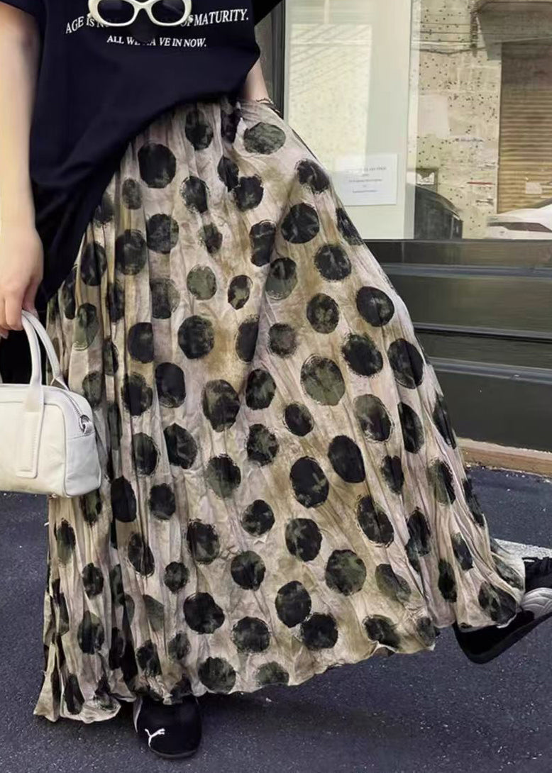 Loose Apricot Dot Pockets Cotton Skirt Summer