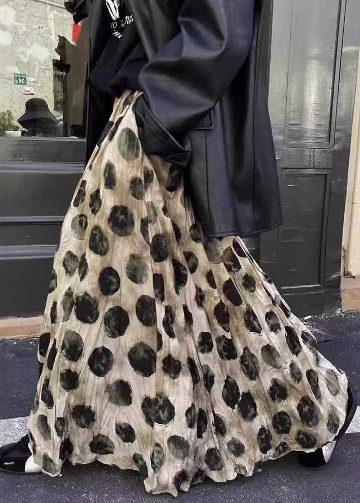 Loose Apricot Dot Pockets Cotton Skirt Summer