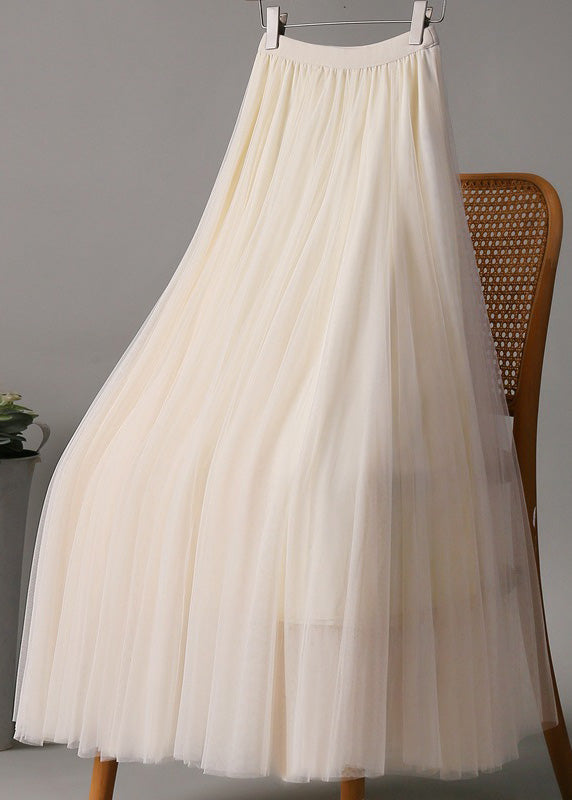 Loose Pink Elastic Waist Tulle A Line Skirts