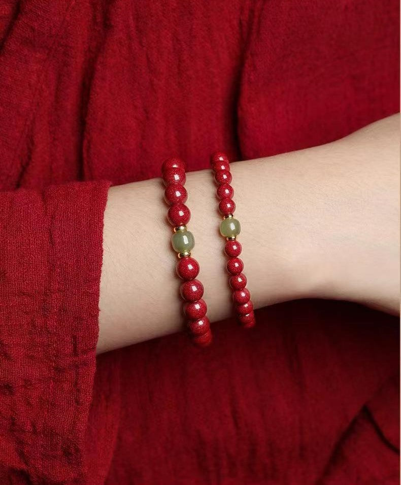 Exquisite Natural Cinnabar DIY Beaded Bracelet for Women