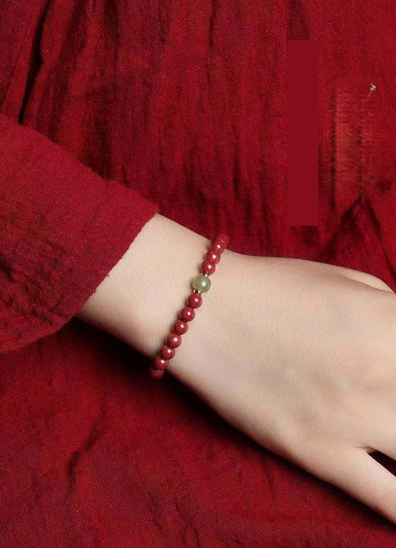 Exquisite Natural Cinnabar DIY Beaded Bracelet for Women