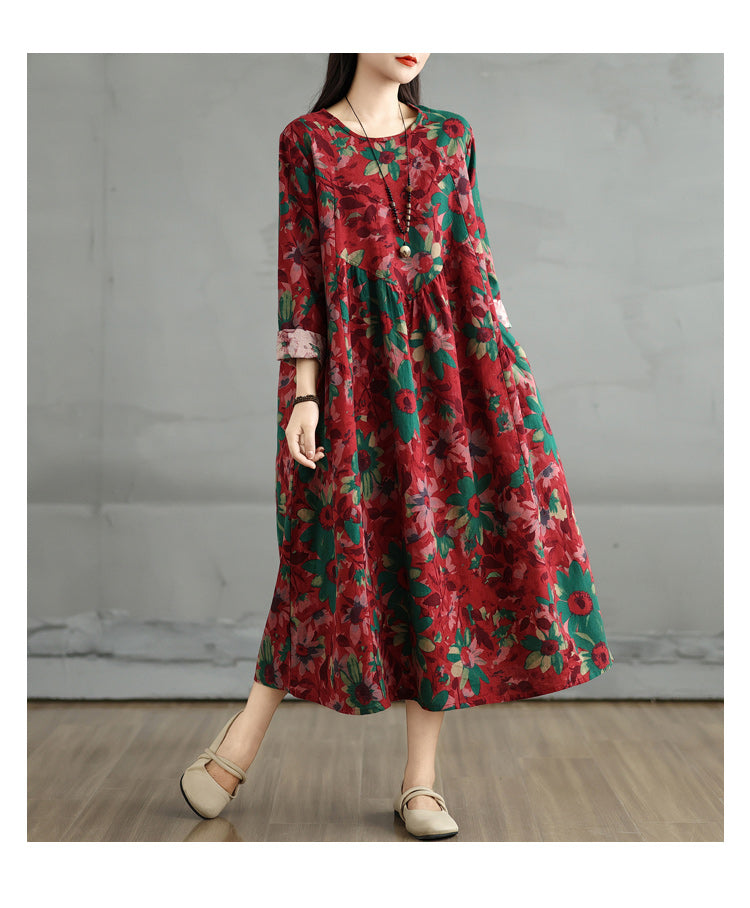 Mulberry Print Cotton Party Dress Exra Large Hem Sleeveless