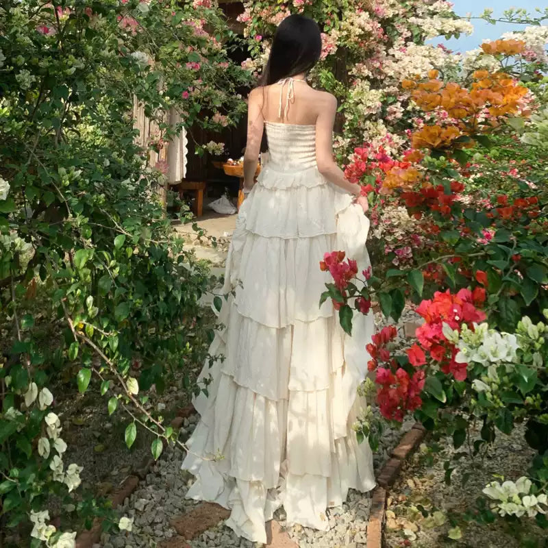 Novelty Apricot Slash Neck Wrinkled Solid Cotton Dresses