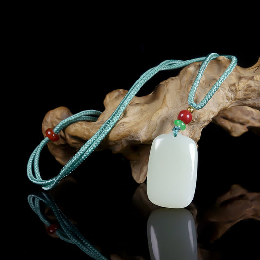 Natural Hetian Jade Loaf Pendant Necklace (Ladies)