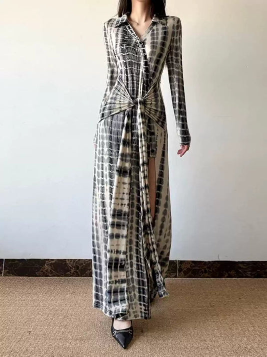 Beautiful Peter Pan Collar Plaid Patchwork Cotton Long Dress Spring