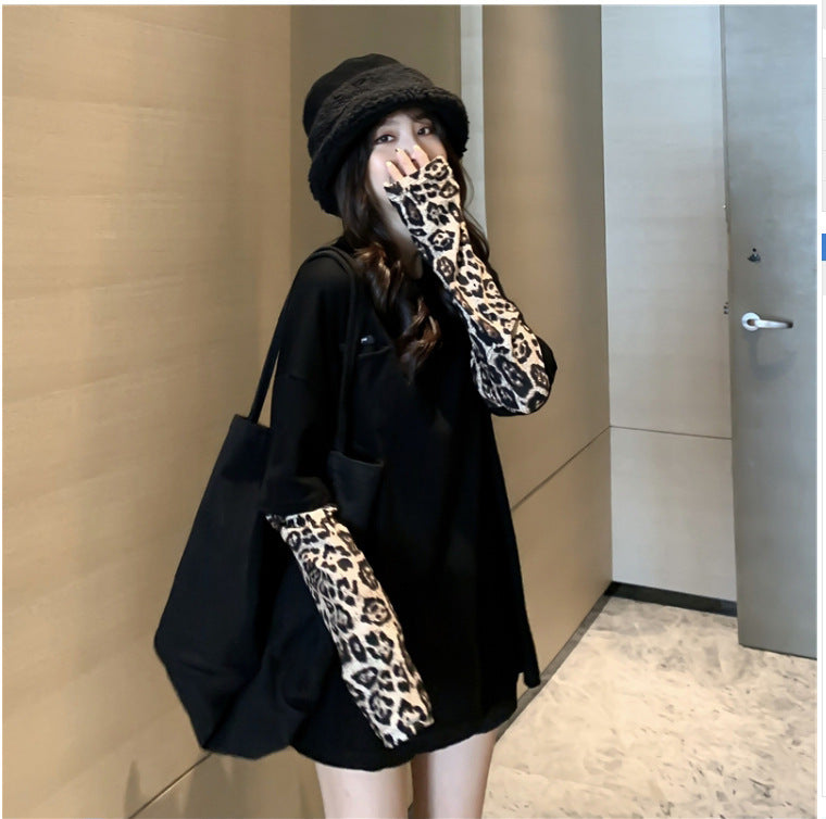 Fashion  Black O-Neck Fake Two Pieces Tops Summer