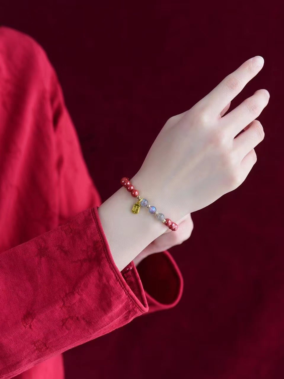 Exquisite Fu Symbol Natural Cinnabar Bracelet