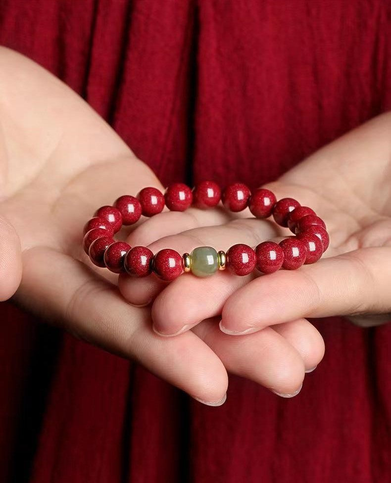 Exquisite Natural Cinnabar DIY Beaded Bracelet for Women