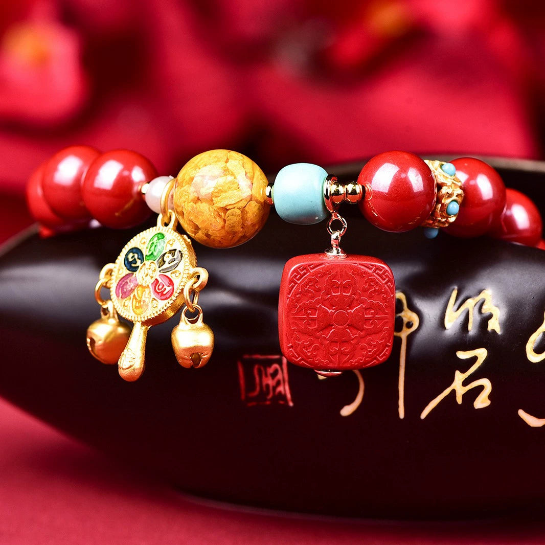 Ethnic-Inspired Artisan Cinnabar Beaded Bracelet