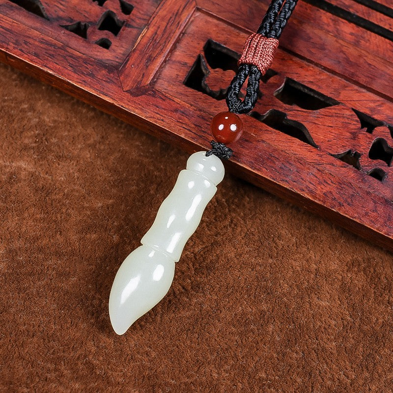 Natural Hetian Jade Pen Pendant Necklace