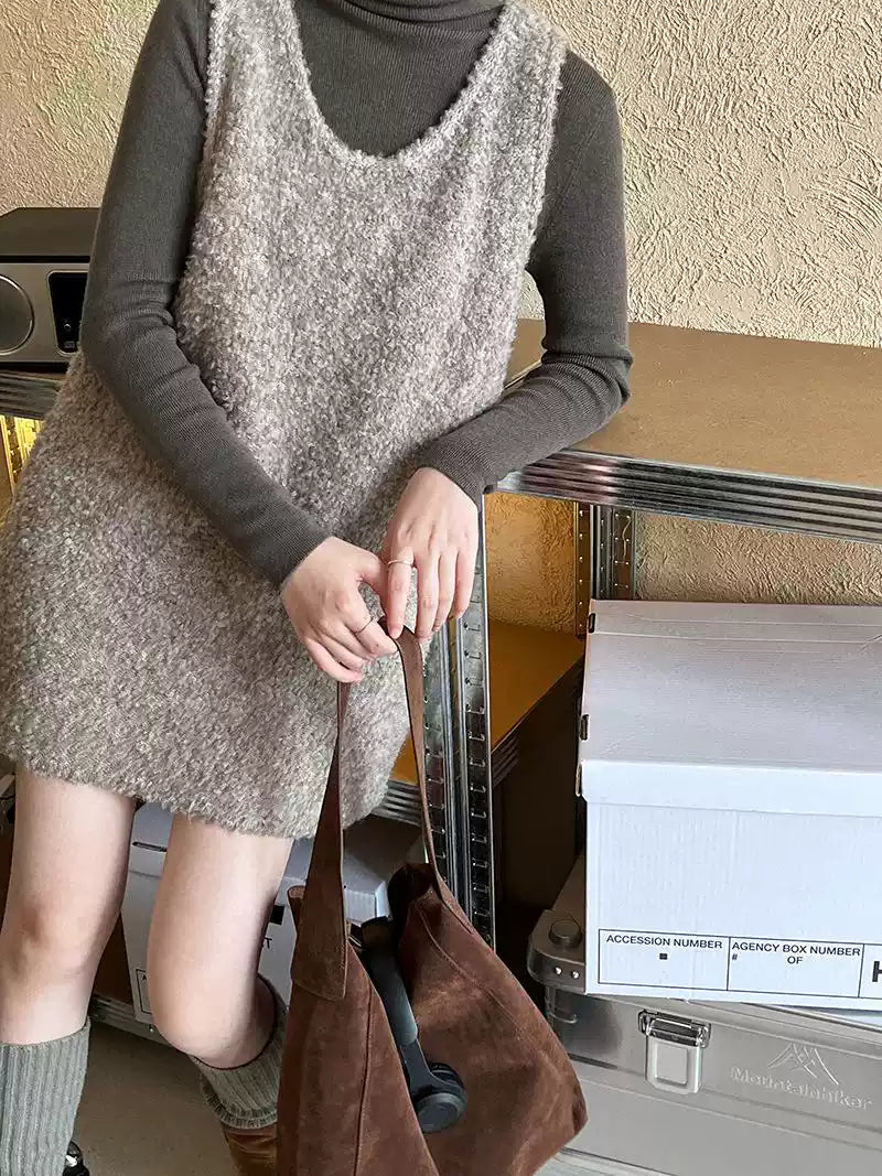 Loose Green Knit Sweaters Winter