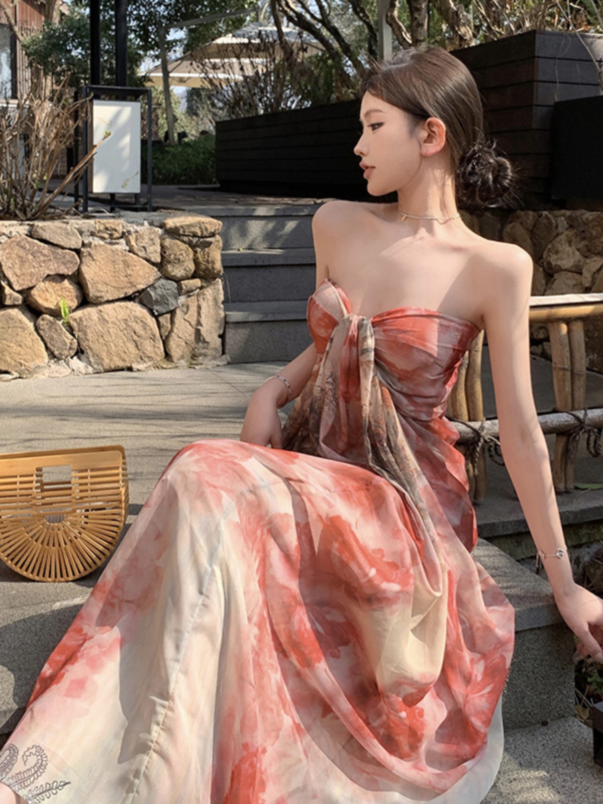 Chic Light Pink Asymmetrical Side Open Party Dress Sleeveless