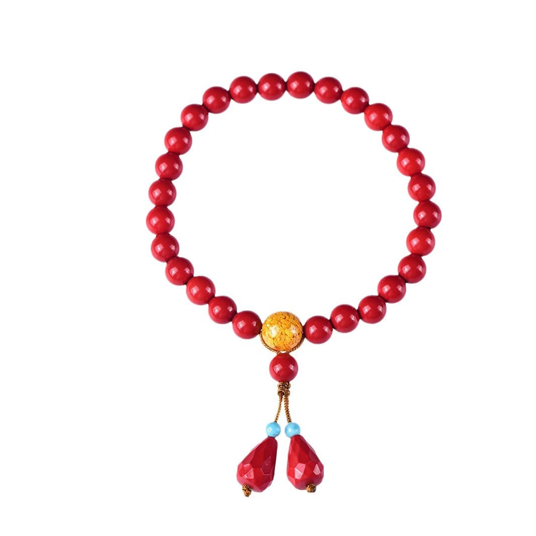 Artistic Teardrop Natural Cinnabar Bracelet for Women