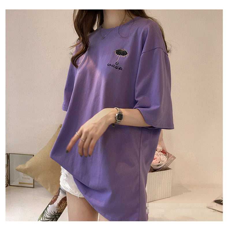 Fashion Purple Cotton Loose Top Summer