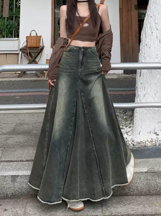 Modern Blue Original Design High Waist Denim Skirts Summer