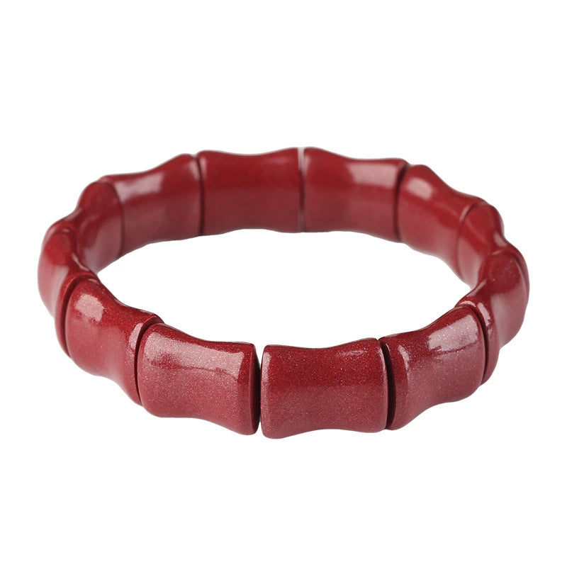 Unique Bamboo-Joint Natural Cinnabar Bracelet