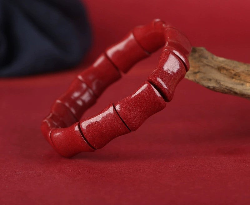 Unique Bamboo-Joint Natural Cinnabar Bracelet