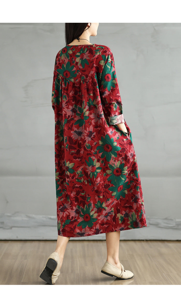 Mulberry Print Cotton Party Dress Exra Large Hem Sleeveless