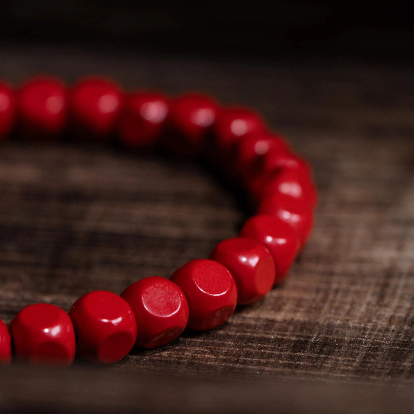 Unique Cube-Cut Natural Cinnabar Bracelet