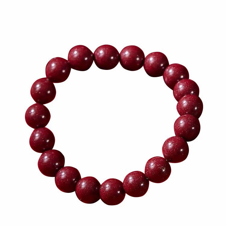 Classic Natural Cinnabar Beaded Bracelet for Women