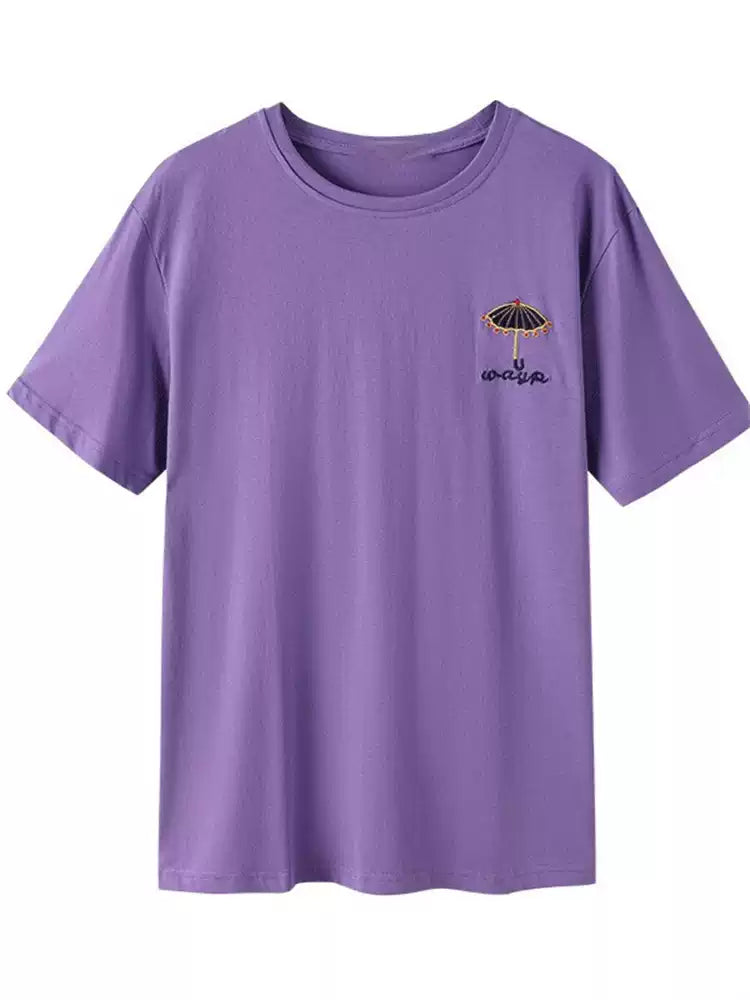 Fashion Purple Cotton Loose Top Summer