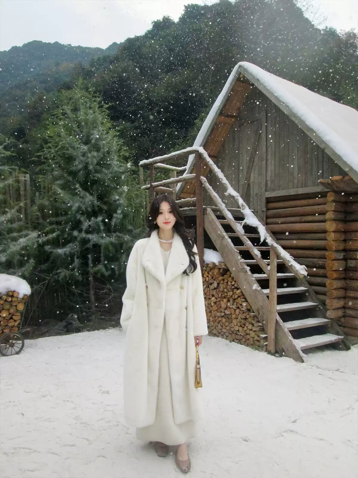 Casual Gray Notched Button Thick Faux Leather Long Coats Winter