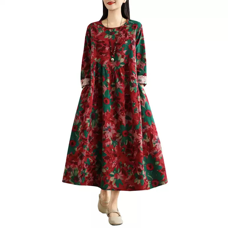 Mulberry Print Cotton Party Dress Exra Large Hem Sleeveless