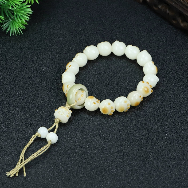 Adorable Cat Paw Bodhi Seed Beaded Bracelet for Women