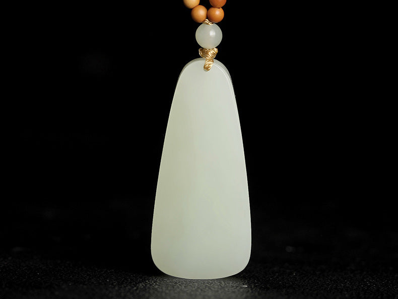 Natural Hetian White Jade Guanyin Pendant Necklace