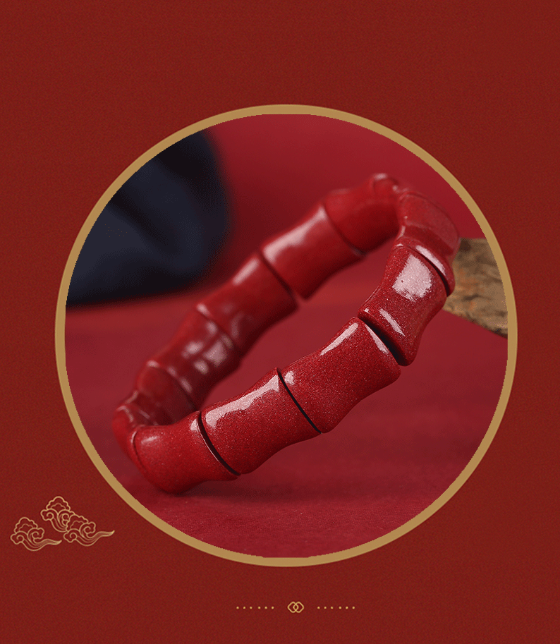 Unique Bamboo-Joint Natural Cinnabar Bracelet