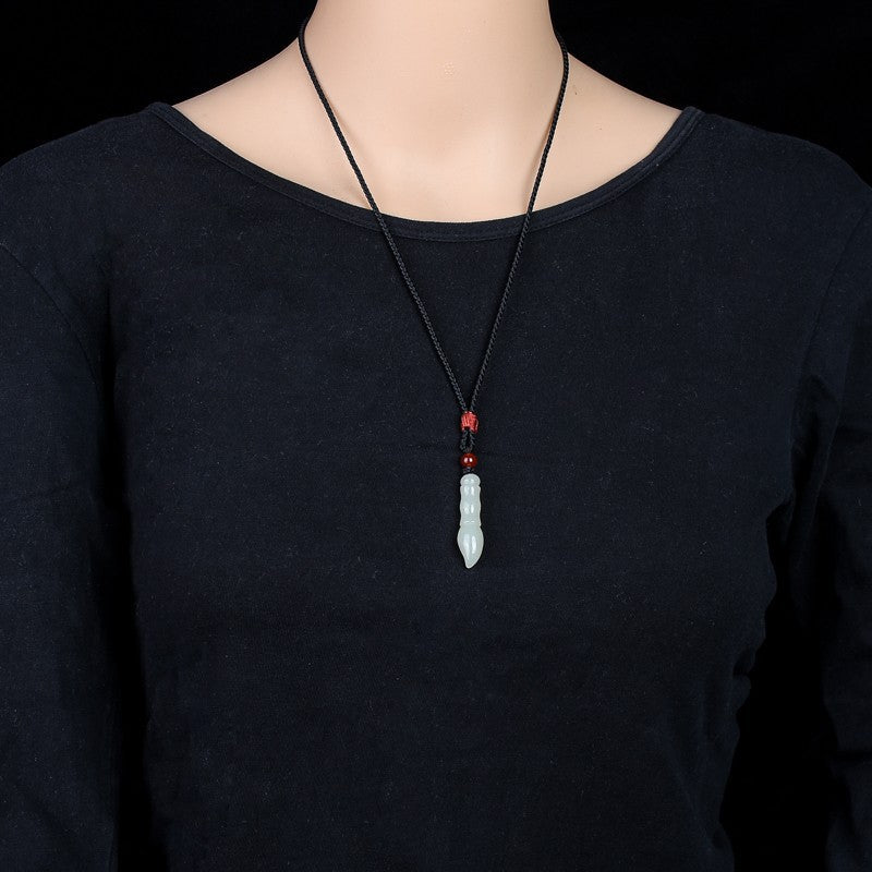 Natural Hetian Jade Pen Pendant Necklace