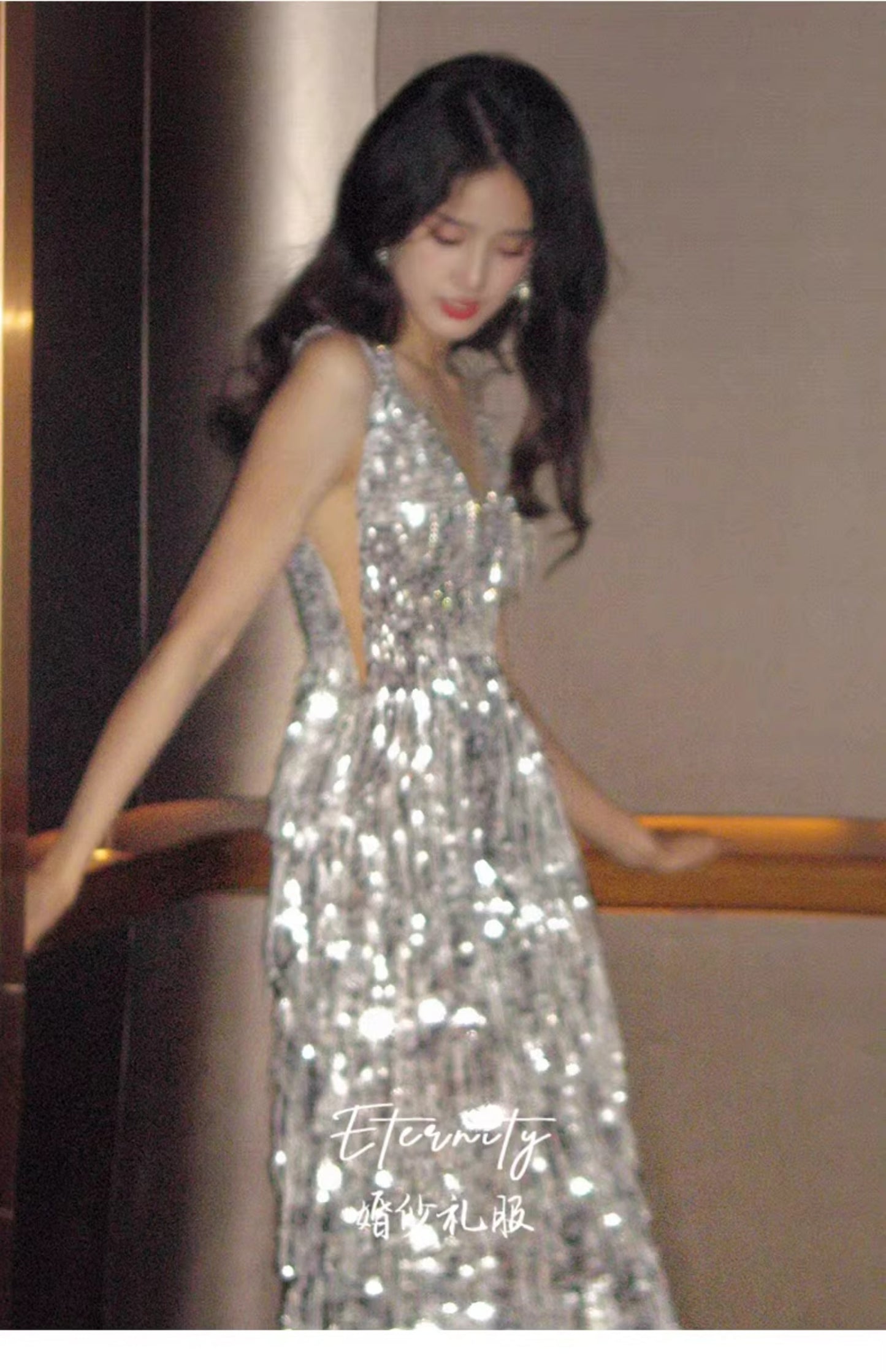 Chic White Asymmetrical Sequins Patchwork Dresses Spring