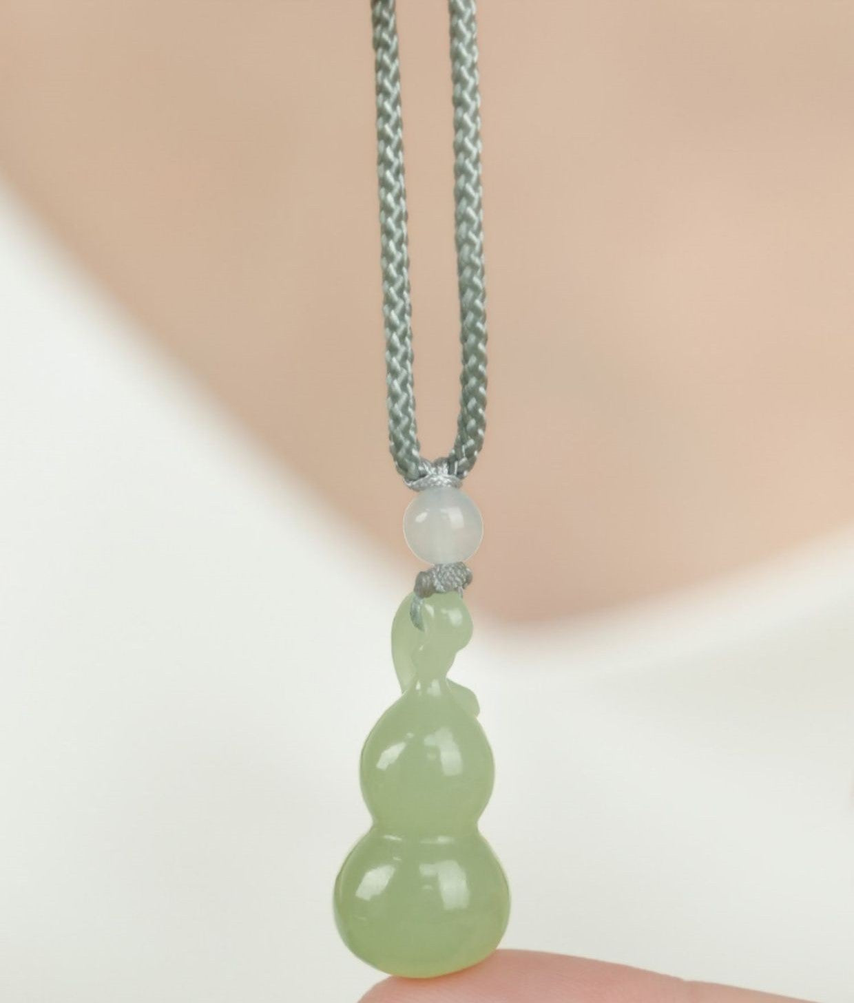 Natural Hetian Jade Gourd Pendant Necklace