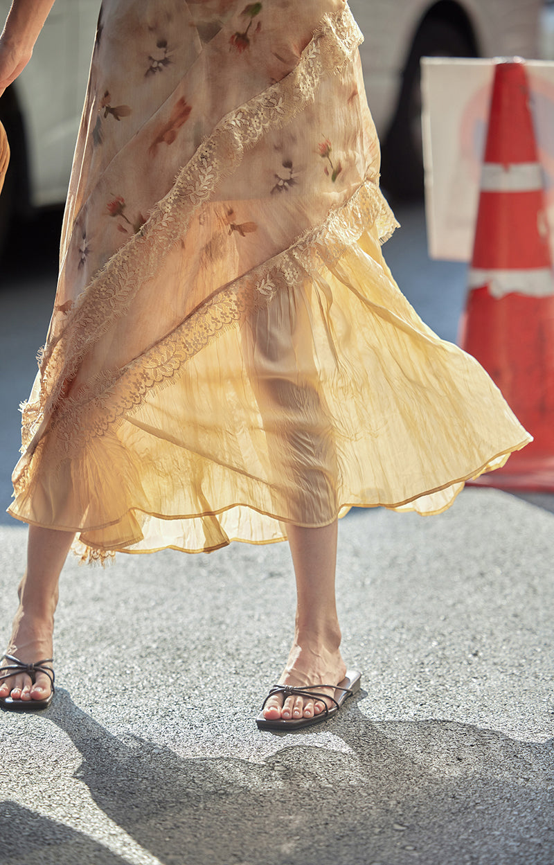 Holiday Style Orange Print V Neck Lace Patchwork Cotton Dresses Summer