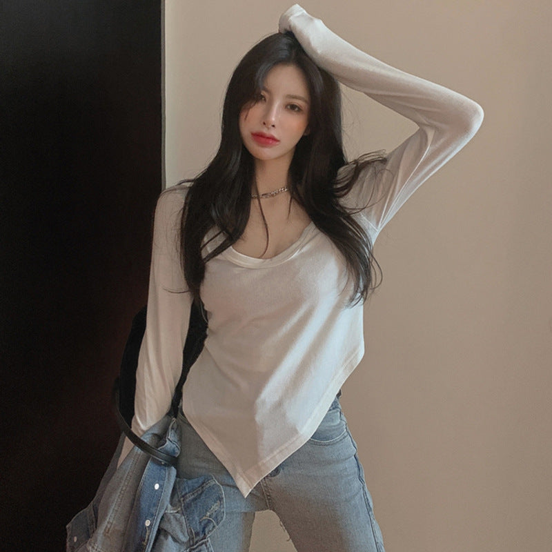 Fashion Grey Irregular Cotton Loose Top Summer