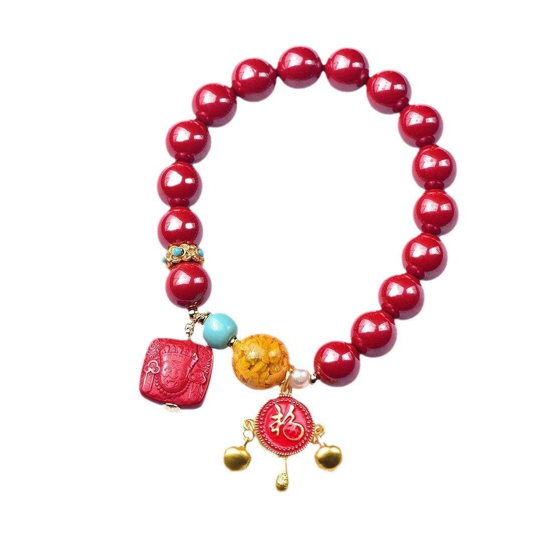 Ethnic-Inspired Artisan Cinnabar Beaded Bracelet