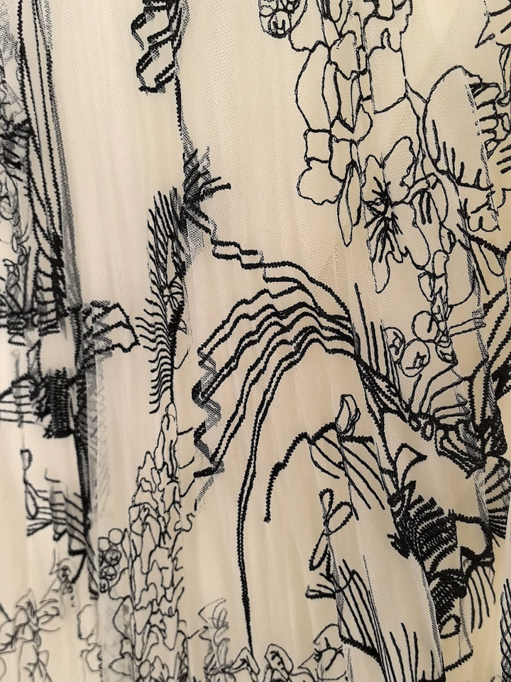 Stylish Yellow Print Elastic Waist Tulle Skirts Spring