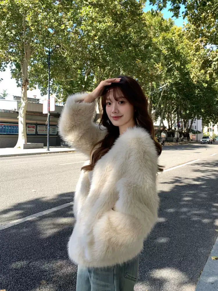 Boho Dark Grey Leather And Fur Coats Winter