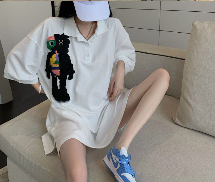 Fashion Pattern Print Cotton Top Short Sleeve