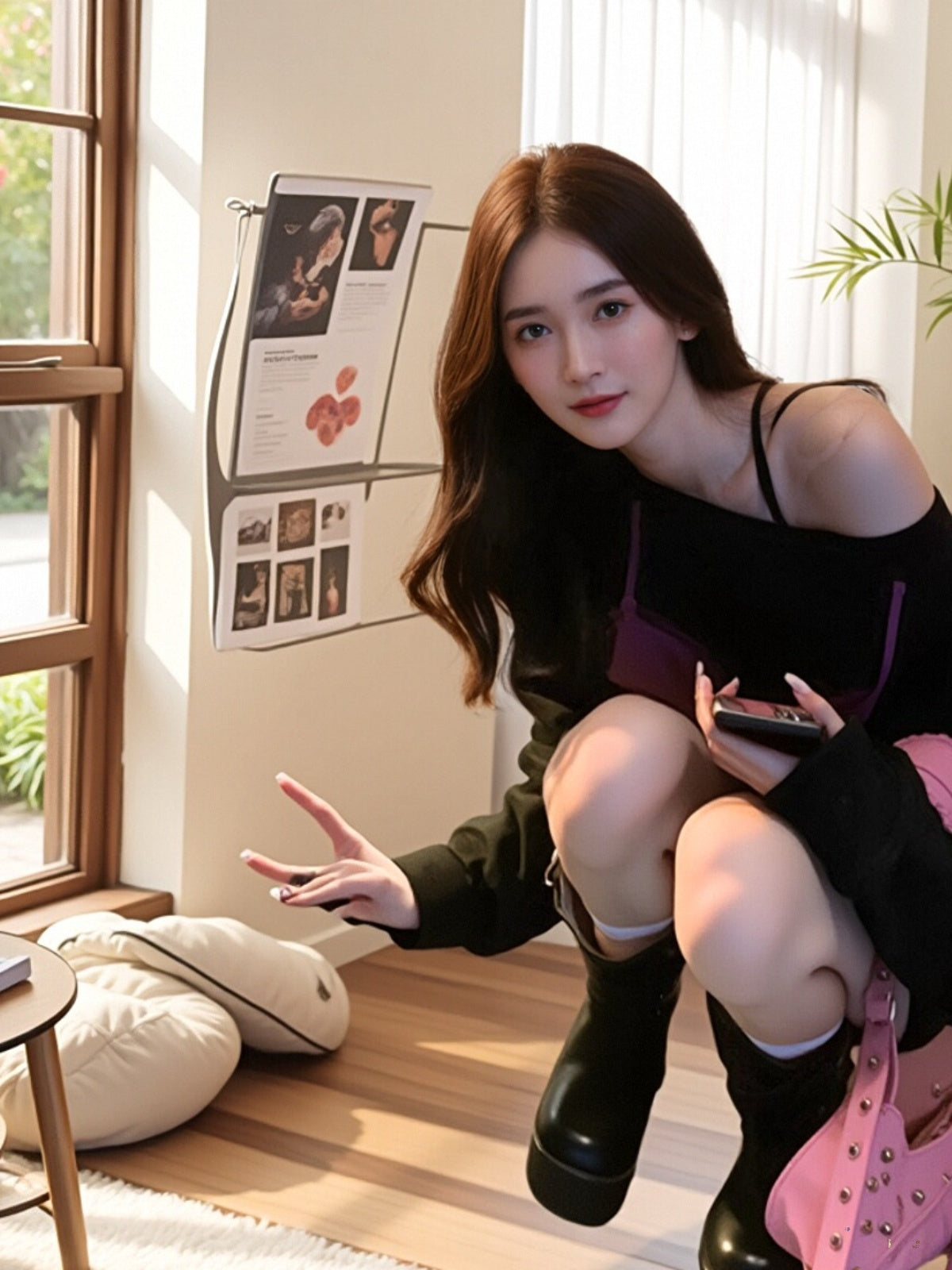 Black Print Tops Women Sweatshirt