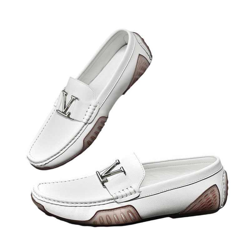 Men's Fashion British Style Blue Genuine Leather Shoes